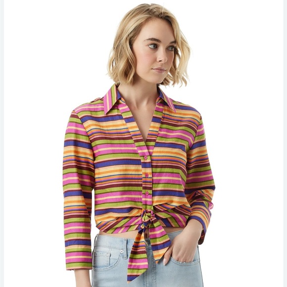 Colorful Striped Button-Up Shirt - Picture 1 of 5